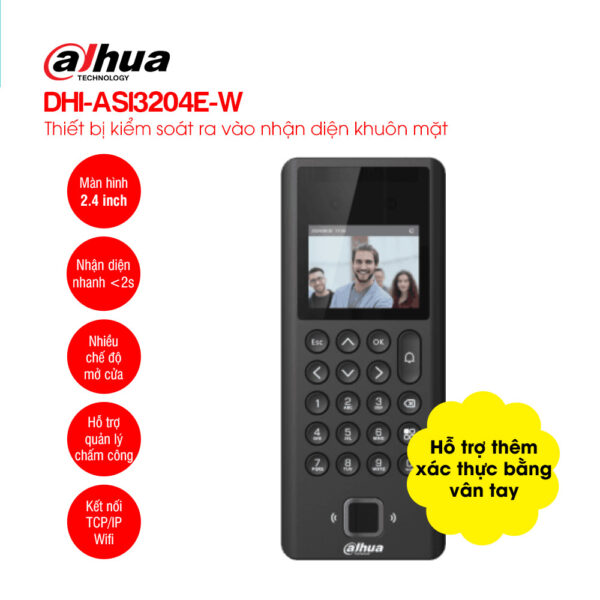 DHI-ASI3204E-W – Máy chấm công khuôn mặt + vân tay Dahua WiFi chính hãng