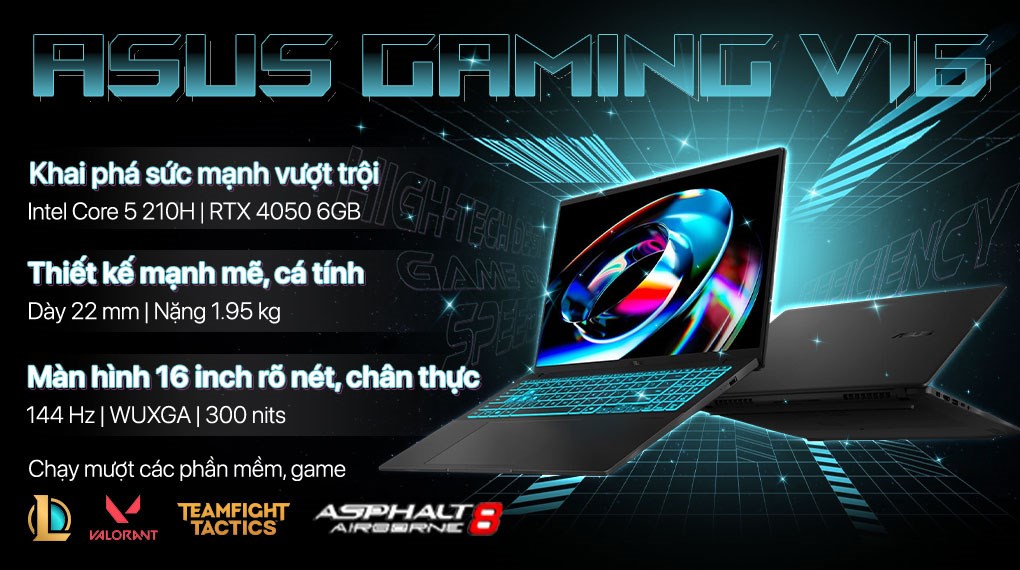 ASUS Gaming V16 V3607VU – Core 5-210H | RTX 4050 | 16GB | 512GB | 16″ 144Hz