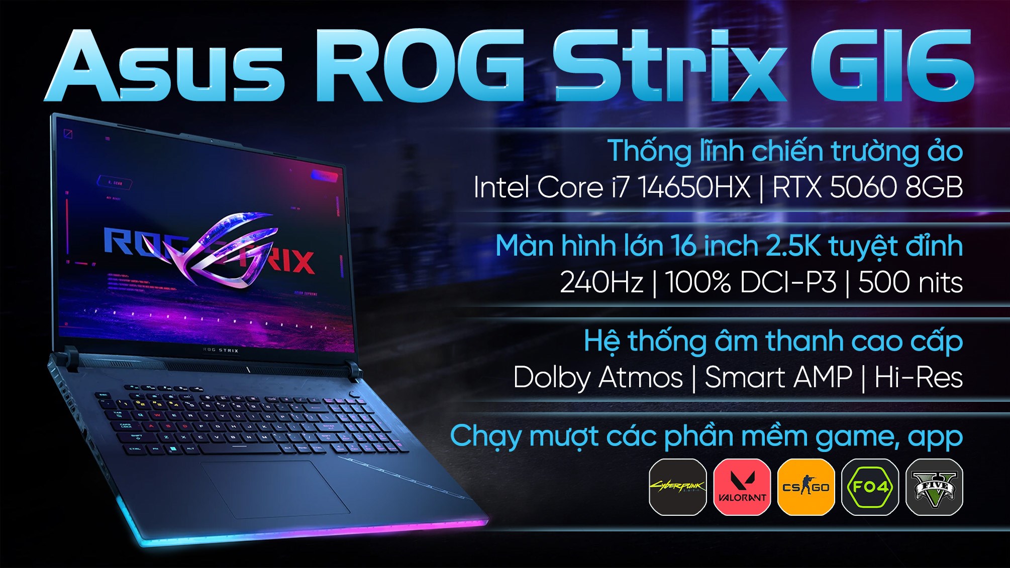 ASUS ROG Strix G16 G615JMR – i7-14650HX | RTX 5060 | 32GB | 1TB | 16″ 240Hz