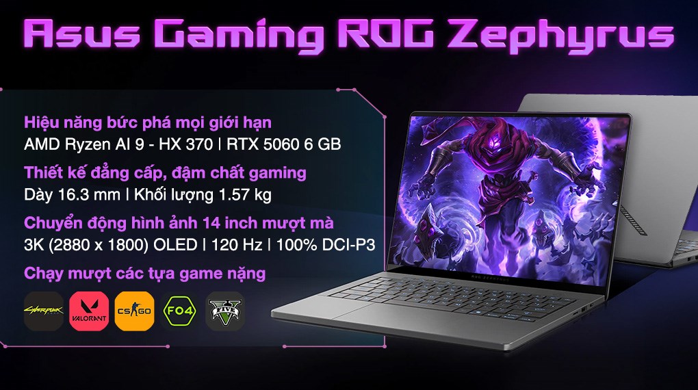 ASUS ROG Zephyrus G14 GA403WM – Ryzen AI 9 HX 370 | RTX 5060 | 32GB | 1TB | 14″ 3K OLED 120Hz