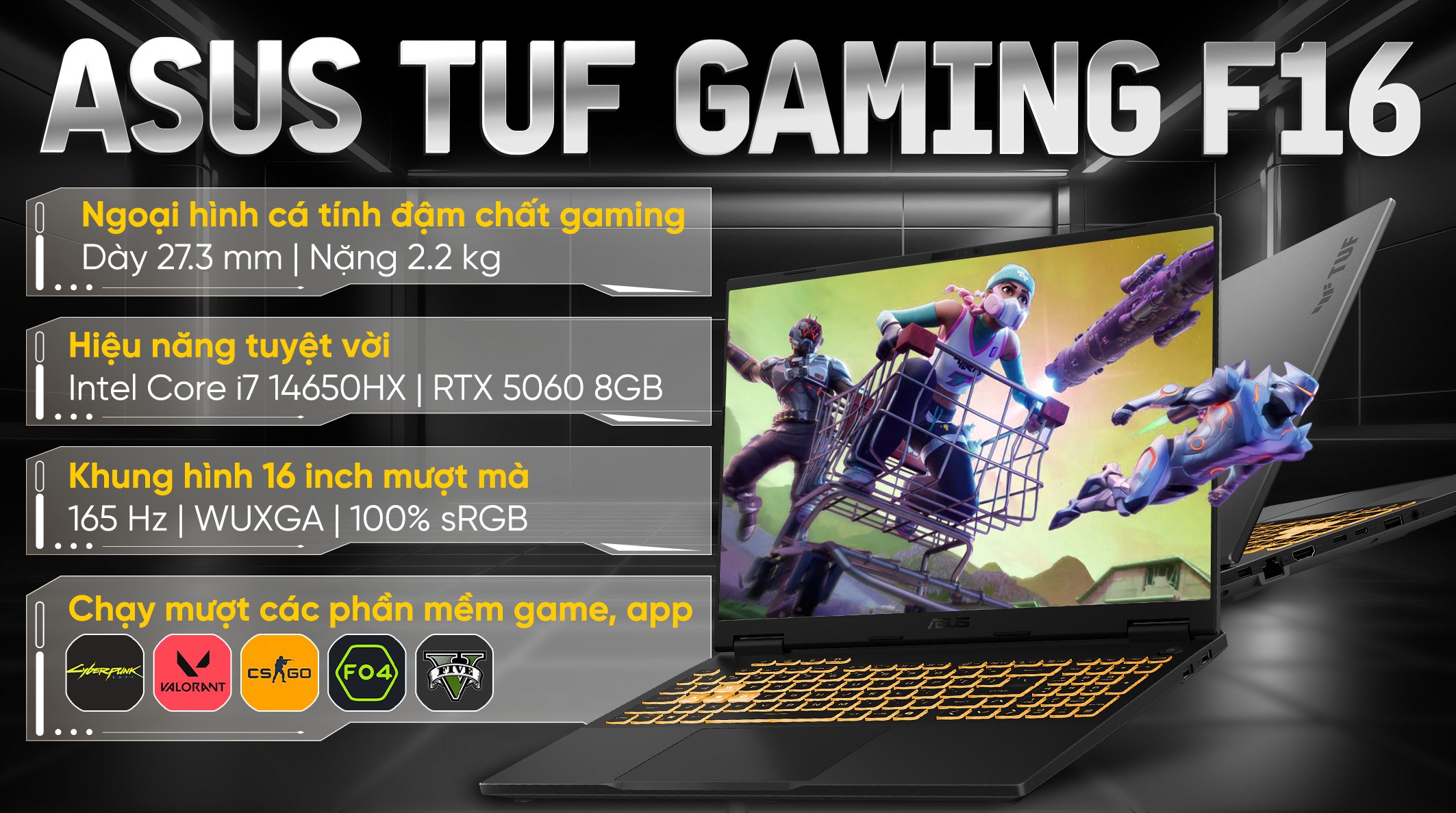 ASUS TUF Gaming F16 FX608JMR – i7-14650HX | RTX 5060 | 16GB | 1TB | 16″ 165Hz