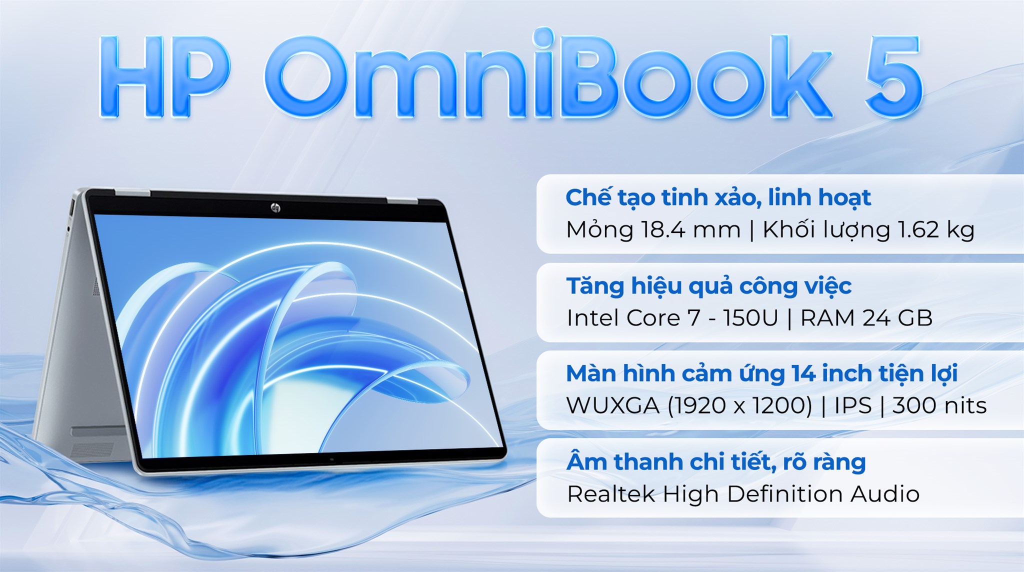 HP OmniBook 5 Flip 14 Core 7-150U RAM 24GB SSD 512GB 14