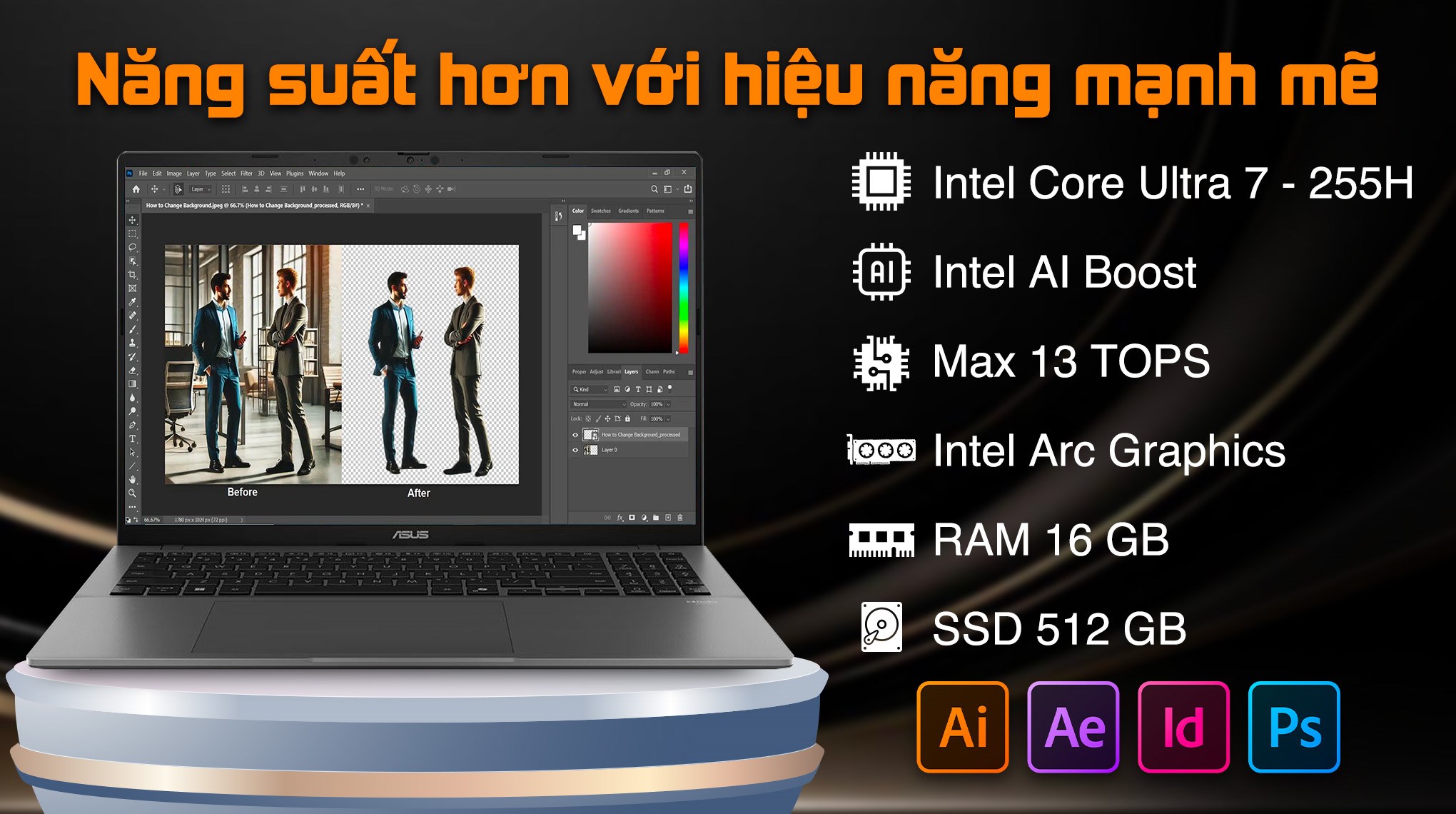 ASUS Vivobook 16 S3607 Ultra 7-255H RAM 16GB SSD 512GB 16