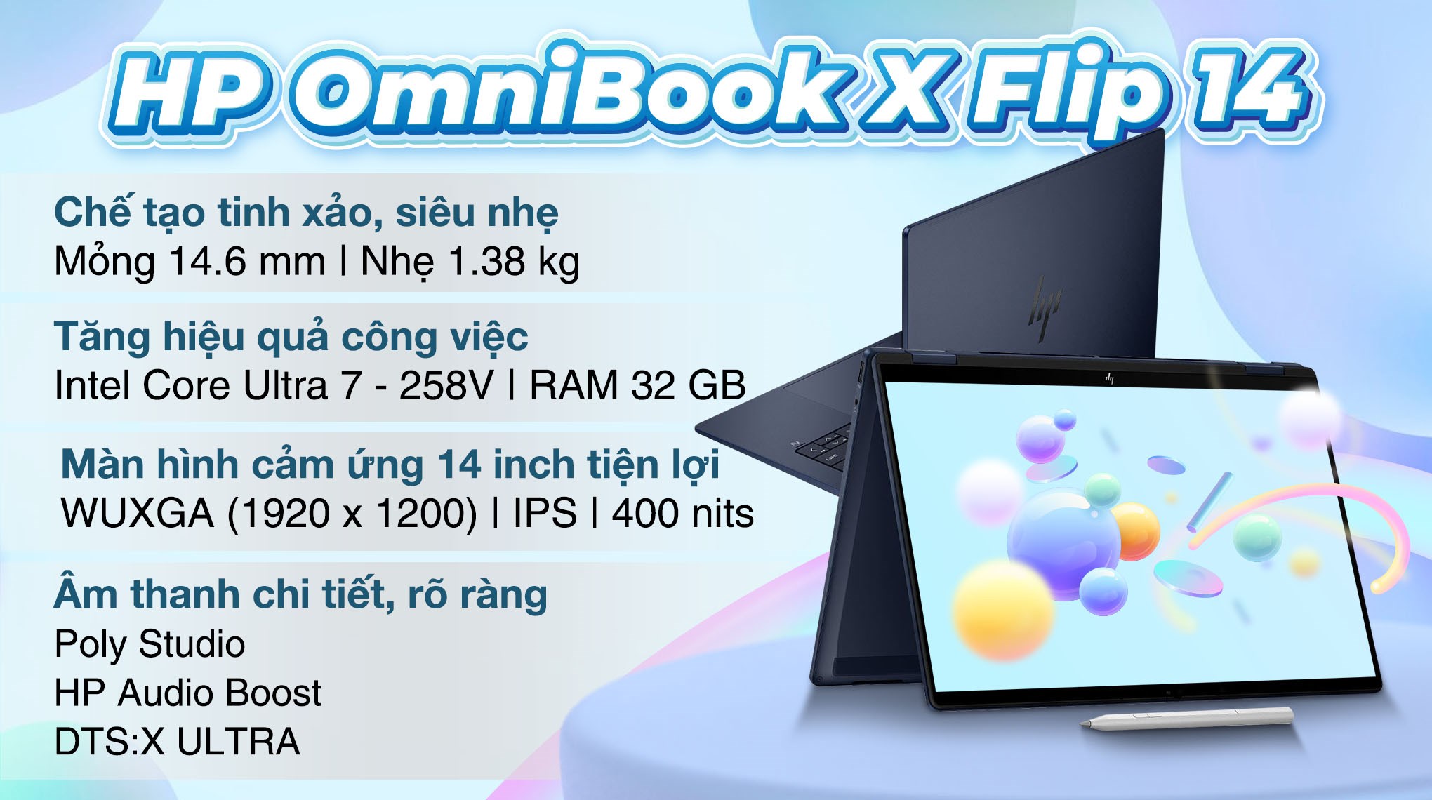 HP OmniBook X Flip 14 Ultra 7-258V RAM 32GB SSD 512GB 14