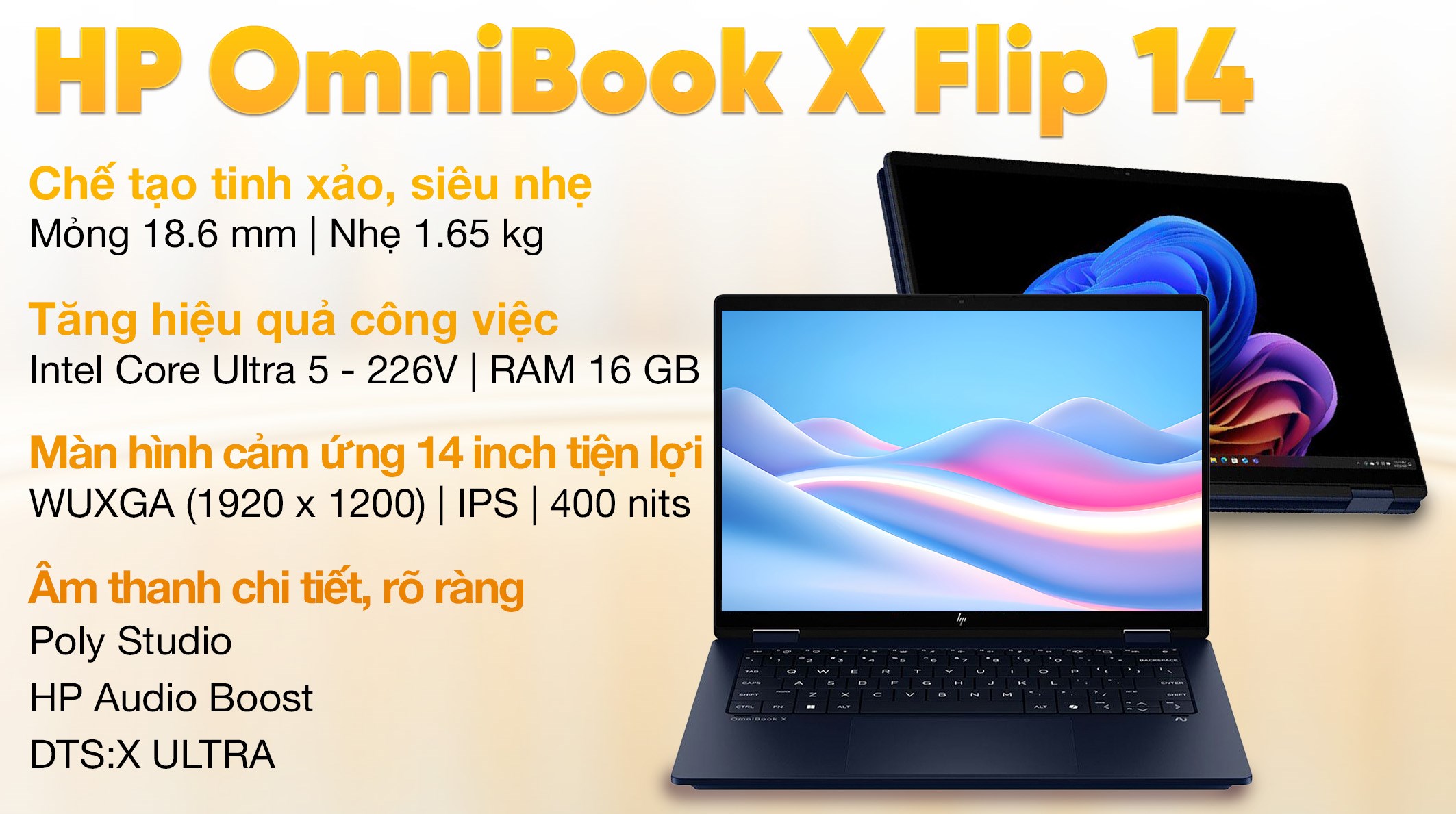 HP OmniBook X Flip 14 Ultra 5-226V RAM 16GB SSD 512GB 14