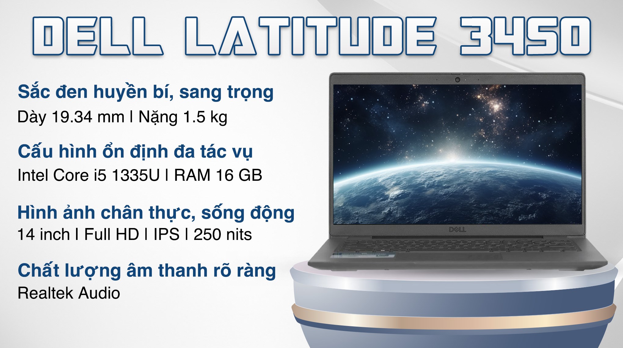 Laptop Dell Latitude 3450 - L3450-1335U-16512W (i5 1335U, 16GB, 512GB, Full HD, Win11)