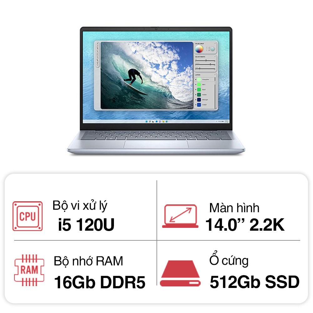 Laptop Dell Inspiron 5440 71034769 (Core 5 120U/ 16GB/ 1TB SSD/ 14 inch FHD+/ Win 11/ Office/ Vỏ nhôm/ 1Y)