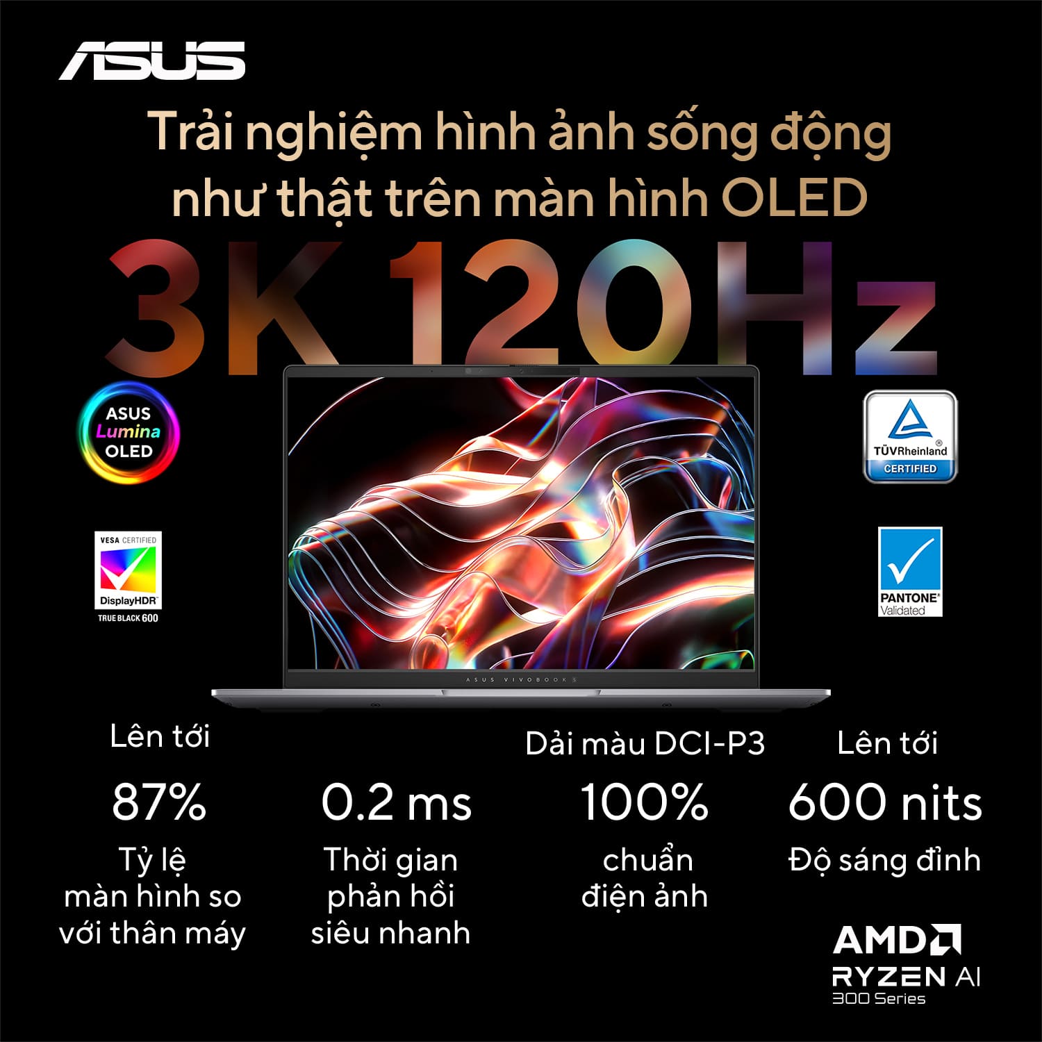 Laptop Asus Vivobook S14 OLED M5406WA-PP071WS (AI 9 HX 370/ 32GB/ 1TB SSD/ 14 inch 3K/ 120Hz/ Win 11/ Office/ Silver/ Vỏ nhôm)