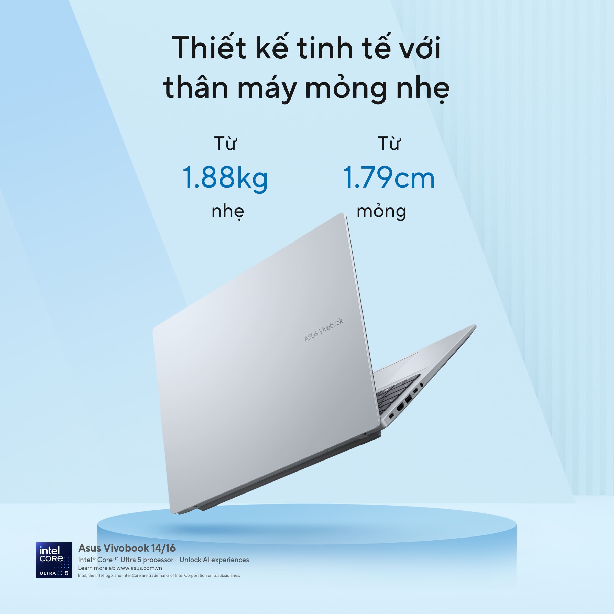 Laptop Asus Vivobook 14 A1407CA-LY008WS (Ultra 5 225H/ 16GB/ 512GB SSD/ 14 inch WUXGA/ Win 11/ Office/ Silver)