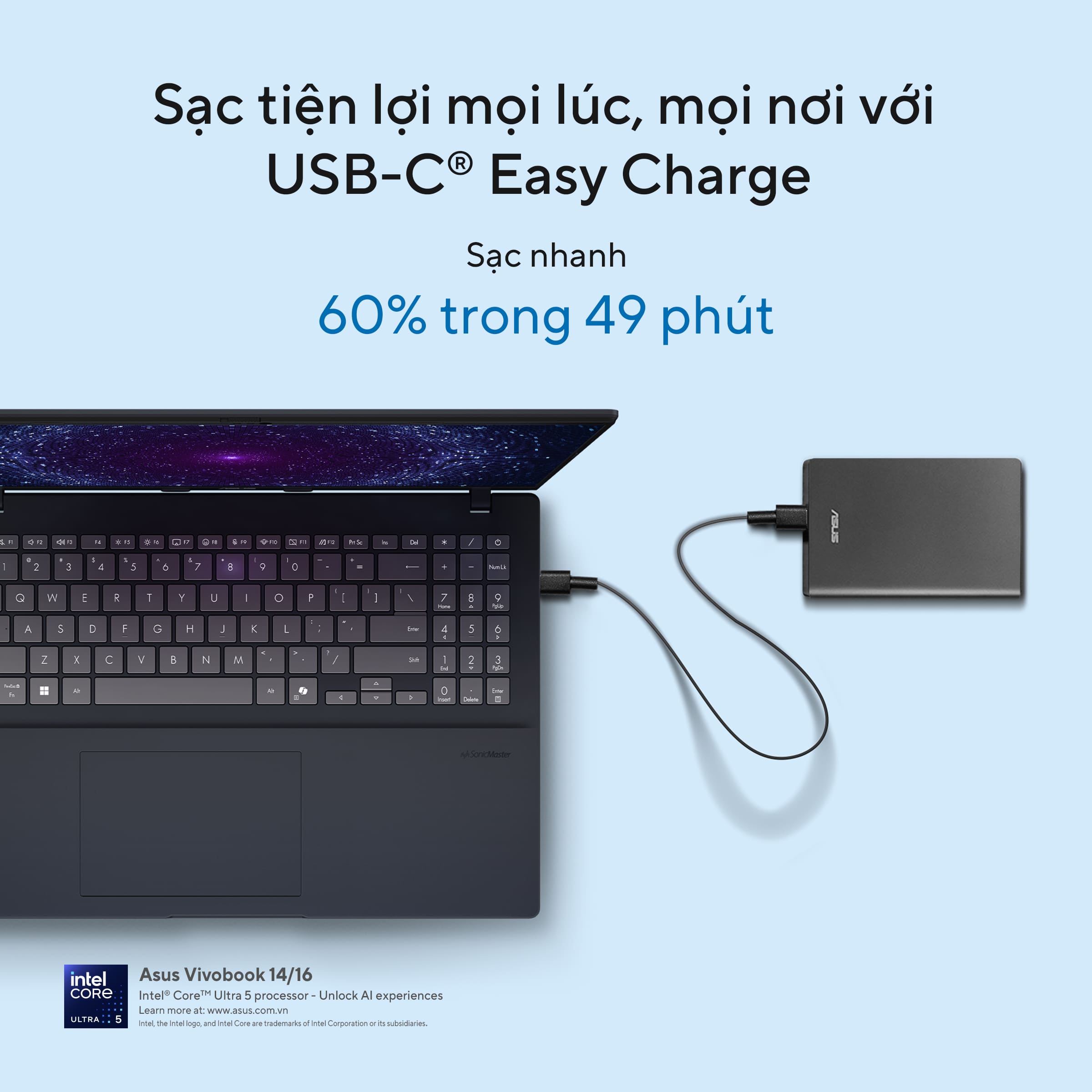 Laptop Asus Vivobook 14 A1407CA-LY008WS (Ultra 5 225H/ 16GB/ 512GB SSD/ 14 inch WUXGA/ Win 11/ Office/ Silver)