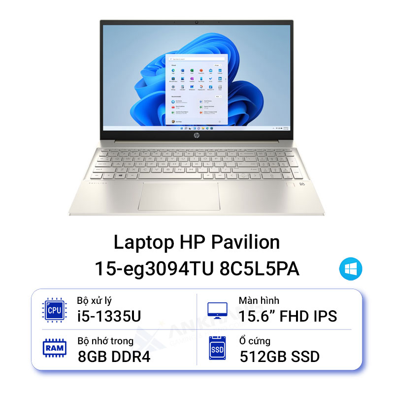 Laptop HP Pavilion 15-eg3094TU 8C5L5PA (Core i5-1335U | 8GB | 512GB | Intel Iris Xe | 15.6 inch FHD | Windows 11 | Vàng)