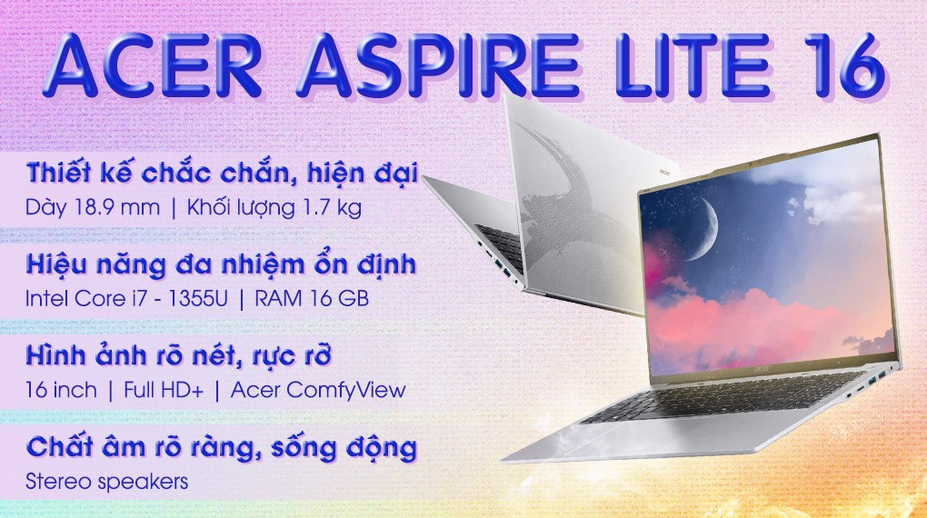 Acer Aspire Lite 16 AL16-52P – i7-1355U | 16GB | 512GB | 16″ WUXGA | Win 11