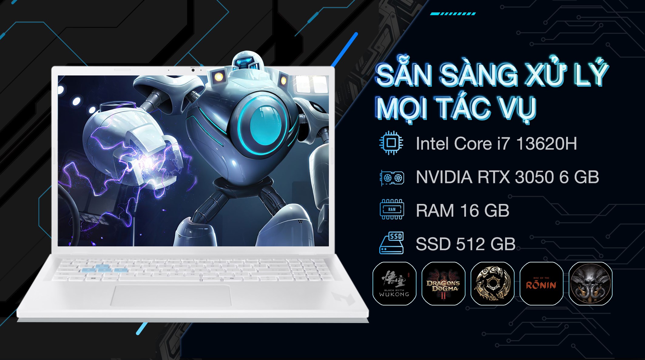 Laptop Gaming Acer Gaming Nitro Lite 16 NL16‑71G‑71UJ (Core i7‑13620H/16GB/512GB/RTX 4050/16