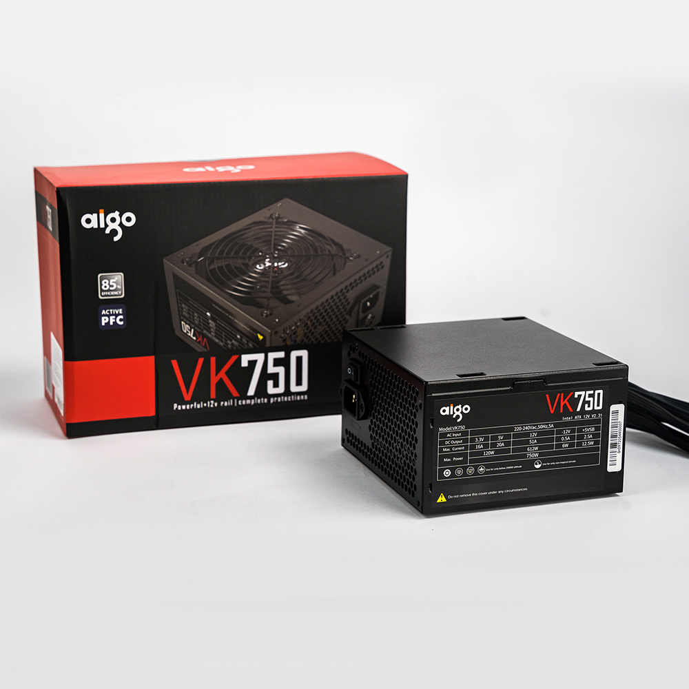 Nguồn máy tính AIGO VK750 – 750W, 85 Plus, Active PFC, Single Rail