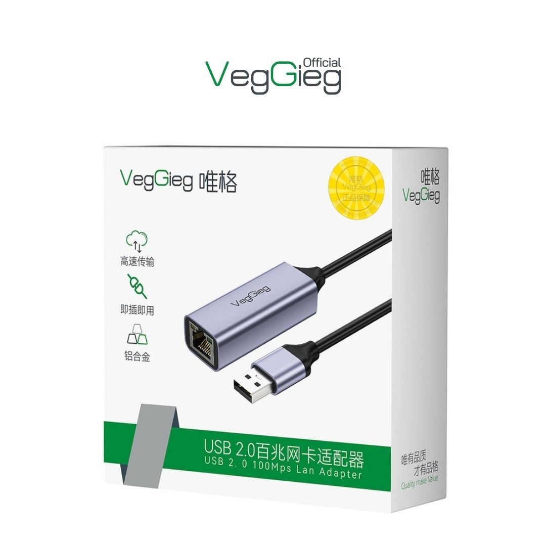 Cáp Chuyển USB 2.0 Sang LAN VegGieg V-K307 – Adapter RJ45 100Mbps