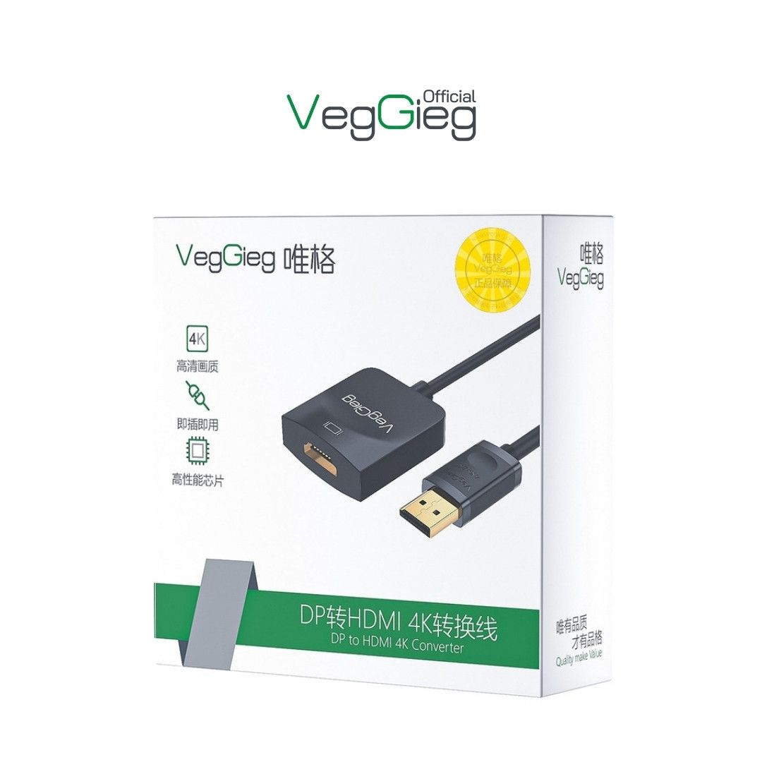 Cáp Chuyển DisplayPort To HDMI VegGieg V-Z614 – Hỗ Trợ 4K