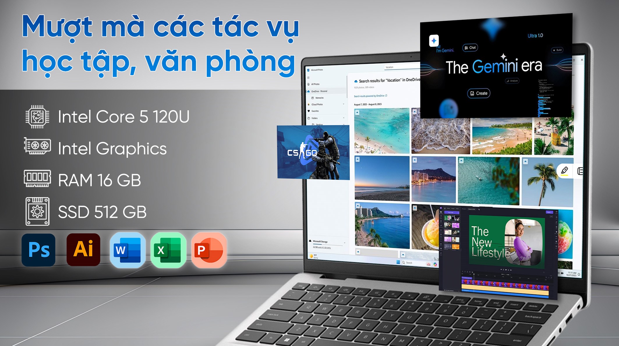 Laptop Dell 14 DC14250 - DC4C5386W (Core 5 120U, 16GB, 512GB, Full HD+, Office H24+365, Win11)